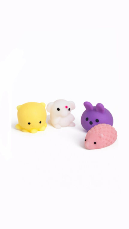 Lot de 4 mini squishys animaux anti stress